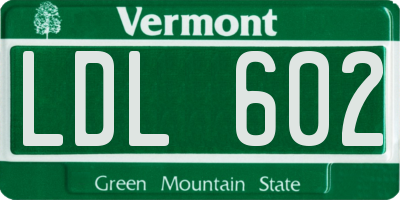 VT license plate LDL602