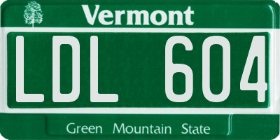 VT license plate LDL604