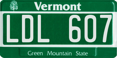 VT license plate LDL607