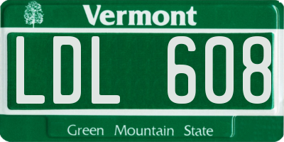 VT license plate LDL608