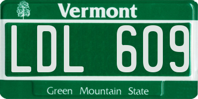 VT license plate LDL609