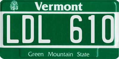 VT license plate LDL610