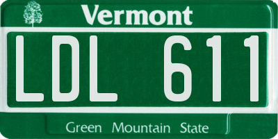 VT license plate LDL611