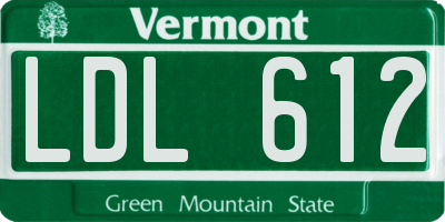 VT license plate LDL612
