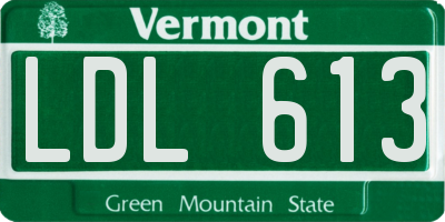 VT license plate LDL613