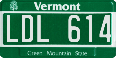 VT license plate LDL614
