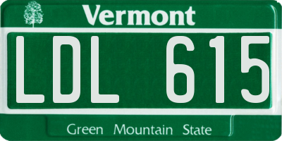VT license plate LDL615