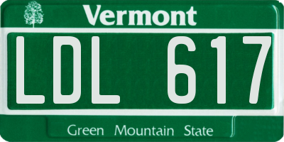 VT license plate LDL617