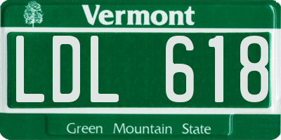 VT license plate LDL618