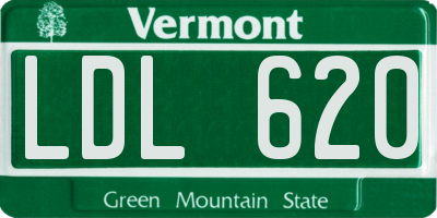 VT license plate LDL620