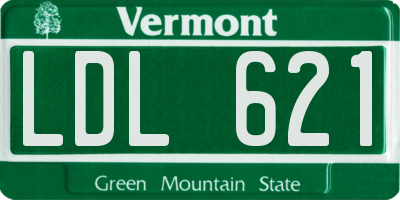 VT license plate LDL621