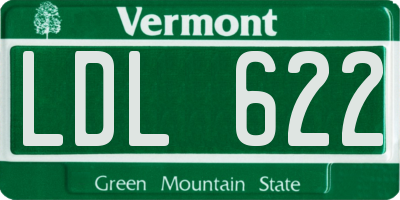VT license plate LDL622