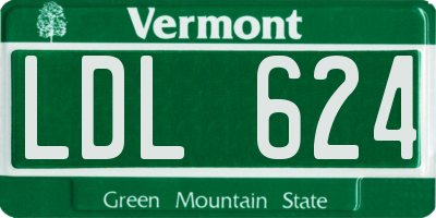VT license plate LDL624