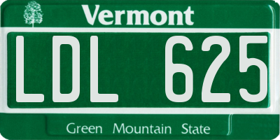 VT license plate LDL625