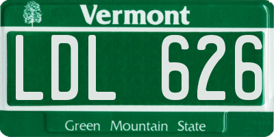 VT license plate LDL626