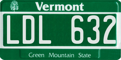 VT license plate LDL632