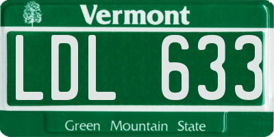 VT license plate LDL633