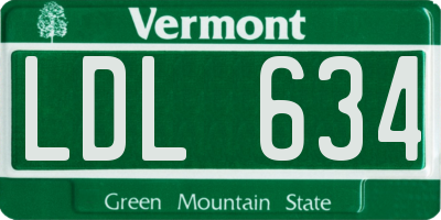VT license plate LDL634