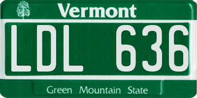 VT license plate LDL636