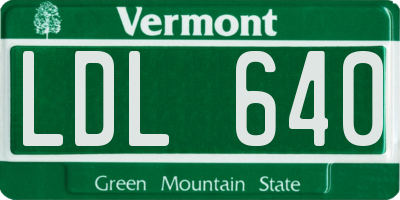 VT license plate LDL640