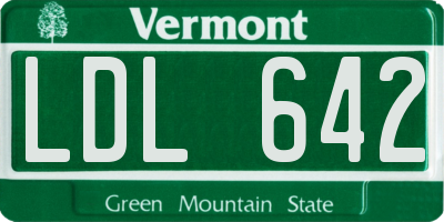 VT license plate LDL642