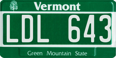VT license plate LDL643