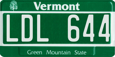 VT license plate LDL644
