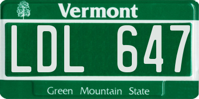 VT license plate LDL647