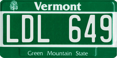 VT license plate LDL649