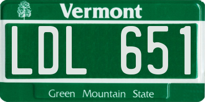 VT license plate LDL651