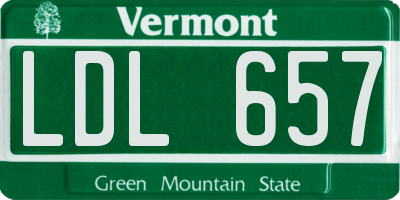 VT license plate LDL657