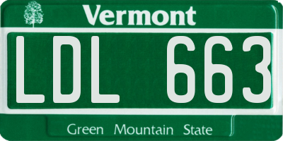 VT license plate LDL663