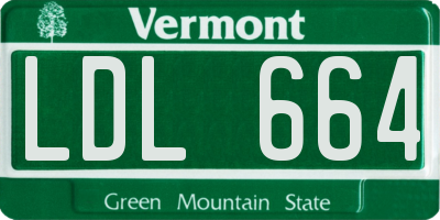 VT license plate LDL664