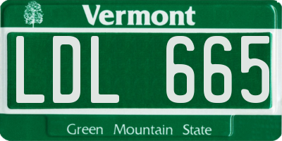 VT license plate LDL665