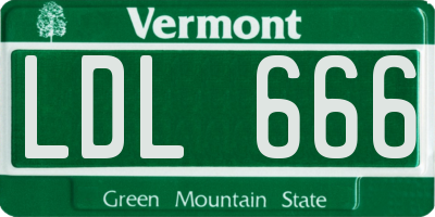 VT license plate LDL666