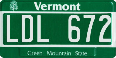 VT license plate LDL672