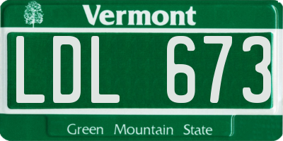 VT license plate LDL673