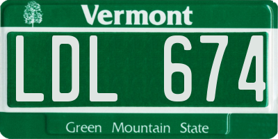VT license plate LDL674