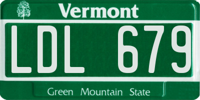 VT license plate LDL679