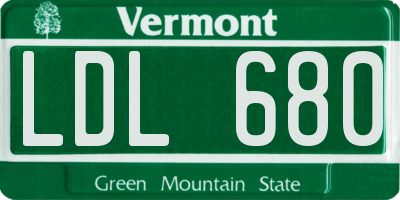 VT license plate LDL680