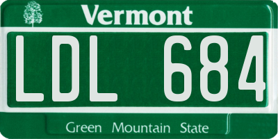 VT license plate LDL684