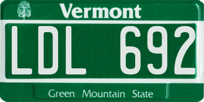 VT license plate LDL692