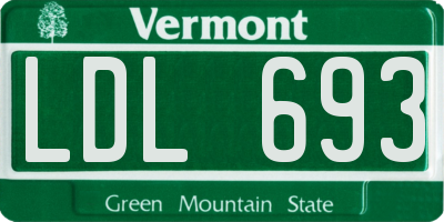 VT license plate LDL693