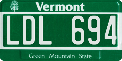 VT license plate LDL694