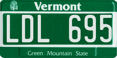 VT license plate LDL695