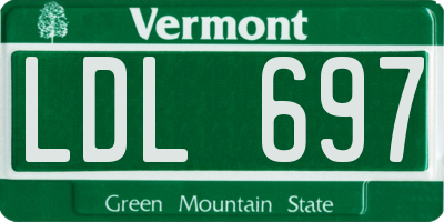 VT license plate LDL697