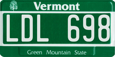 VT license plate LDL698