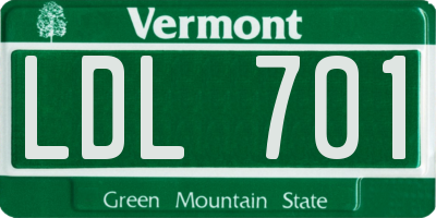 VT license plate LDL701