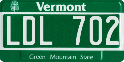 VT license plate LDL702