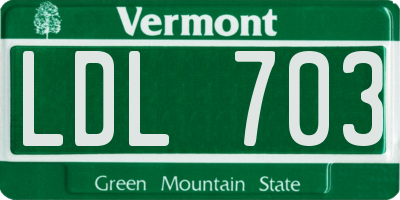 VT license plate LDL703